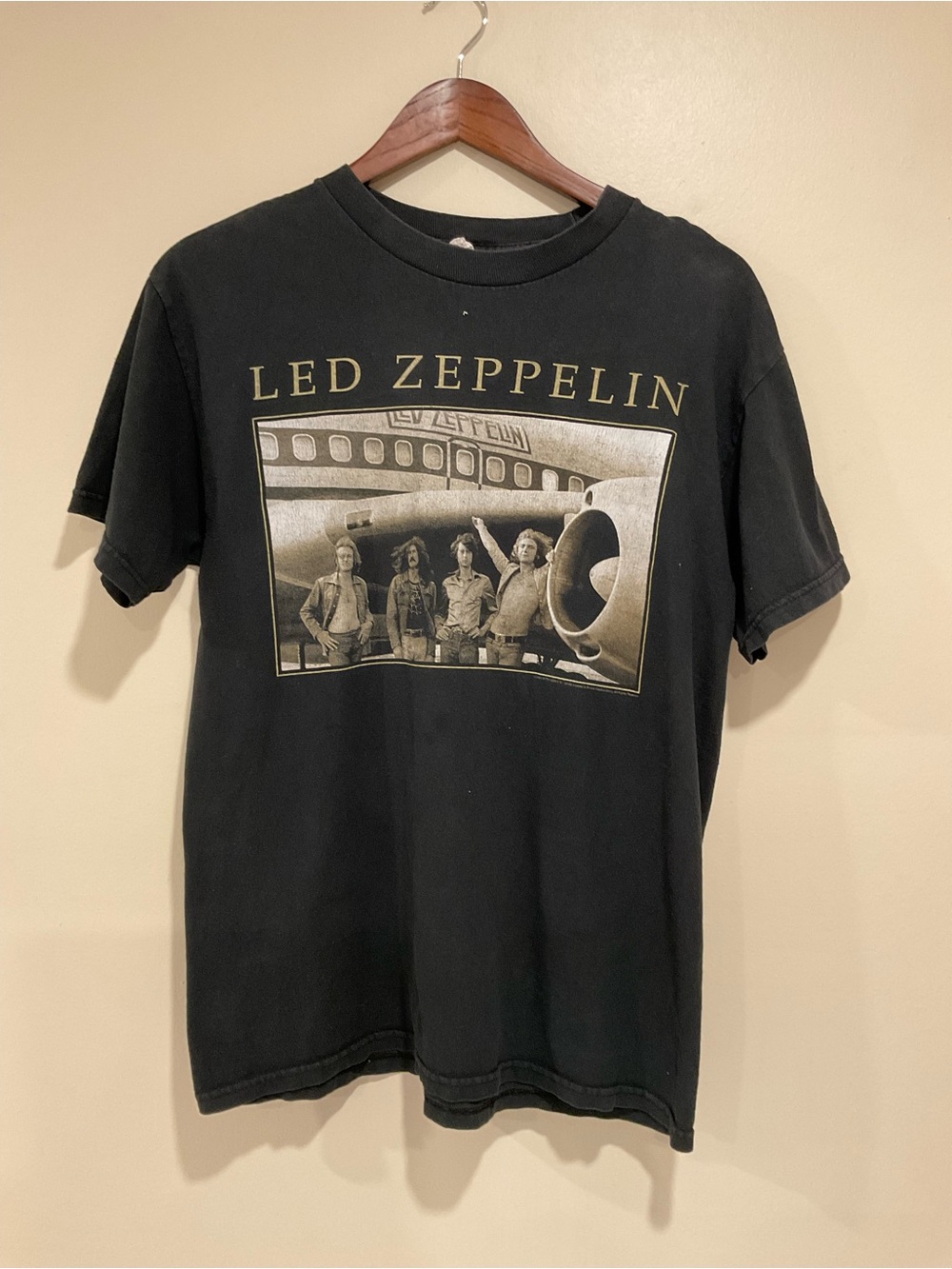 Alstyle Black Led Zeppelin Graphic Tee with Gold Print